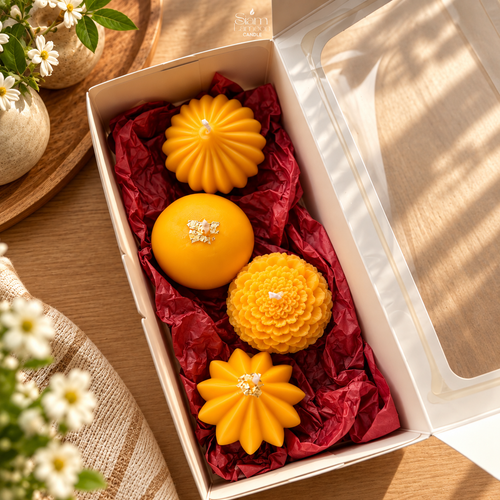 SiamLamoon Candle Modak, Ladoo & Marigold Blessing Candle