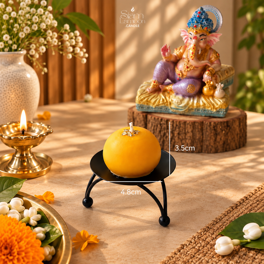 SiamLamoon Candle Modak, Ladoo & Marigold Blessing Candle